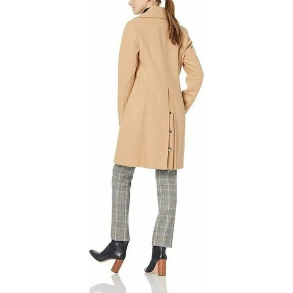 Calvin Klein Women's Oversized-Collar Walker Coat Slit pockets at hips Camel M - Picture 4 of 4